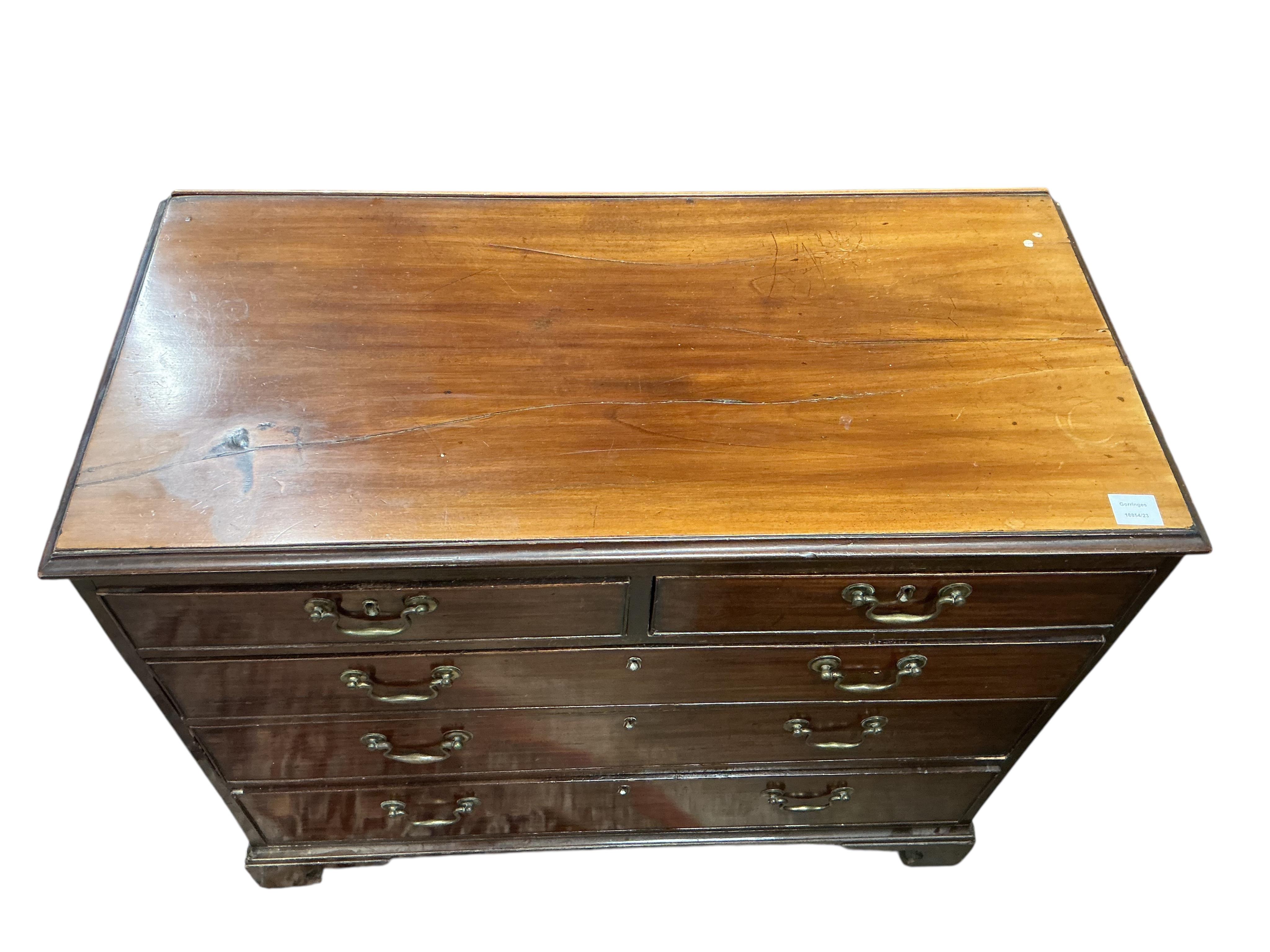 A small George III mahogany chest, width 97cm, depth 46cm, height 82cm
